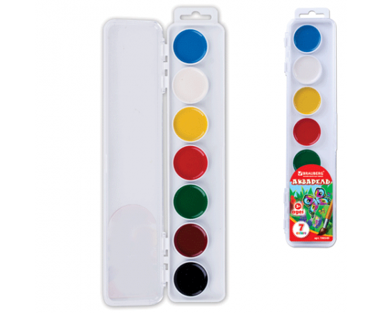 Акварель БРАУБЕРГ 7цв.медовые,пластиковая упаковка