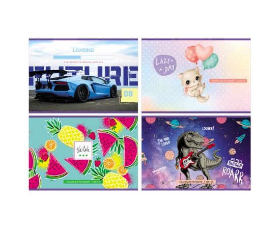 Альбом для рисования 08л., А4, на скрепке BG "Mix. Универсальный", эконом