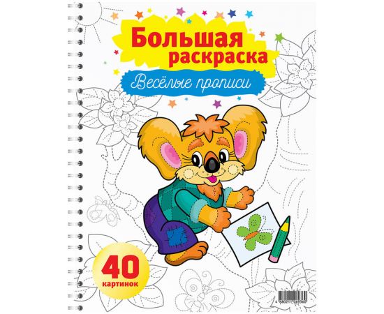 Большая раскраска А4 на гребне,40стр.СПЕЙС,ассорти