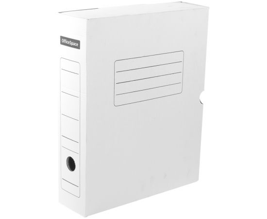 Бокс архивный 75 мм картонный белый с клапаном OfficeSpace