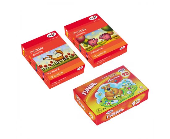 Гуашь 12 цв"Мультики"ГАММА,20 мл .