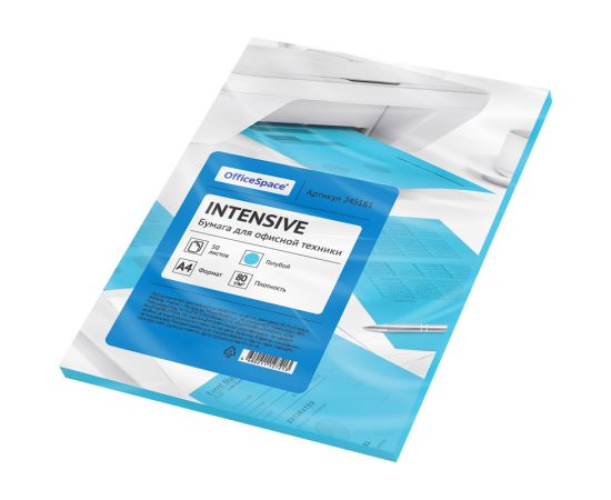Бумага цветная OfficeSpace intensive А4, 80г/м2, 50л. (голубой) 245181