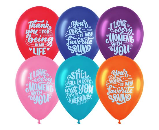 Воздушные шары,  50шт., М12/30см, MESHU "Love moment ", пастель, ассорти MS_42107