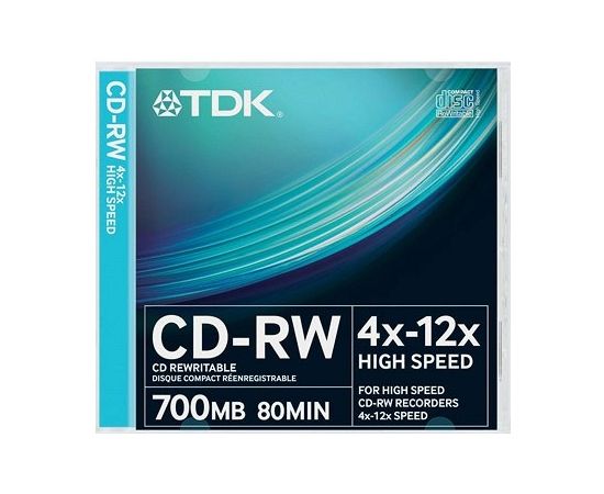 Диск CD-RW TDK 700Mb 80 min, 8х-12x Slim