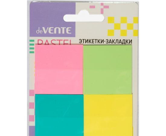 Закладки пластиковые 38х38 мм 4 цвета по 20 л deVENTE Pastel/24