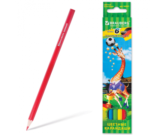 Карандаши 6 цв BRAUBERG,заточенные