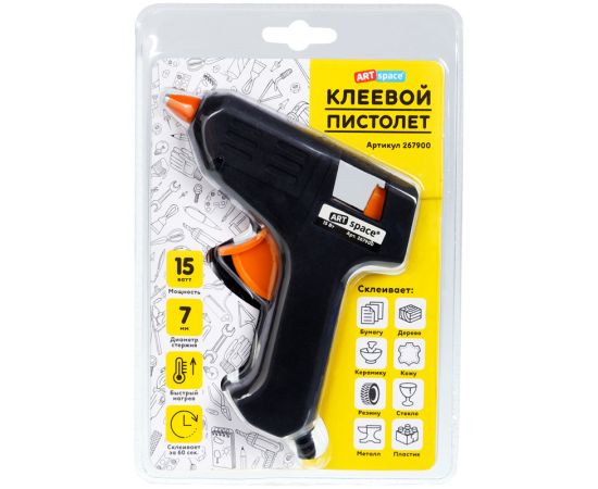 Клеевой пистолет ArtSpace, 15Вт для стержня 7мм, блистер 267900