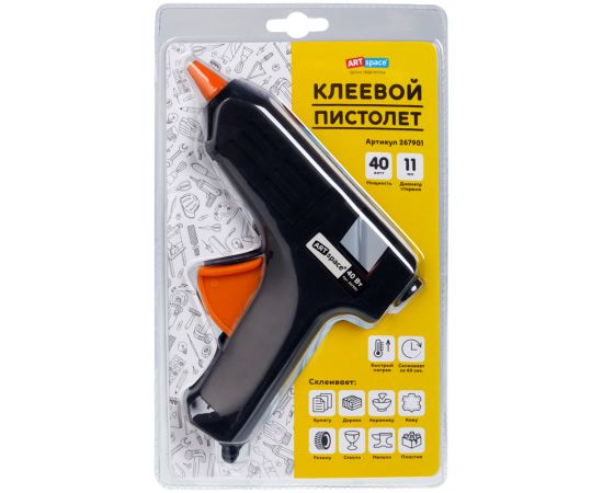 Клеевой пистолет ArtSpace, 40Вт для стержня 11мм, блистер 267901