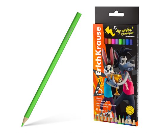 Карандаши цветные 12 цветов пластиковые ErichKrause Color Ну,Погоди! Каникулы