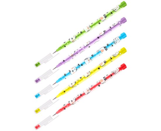 Карандаш сегментный ArtSpace "День кота", с ластиком, ассорти SP_55901