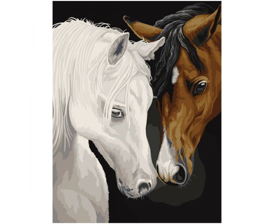 Картина по номерам на холсте ТРИ СОВЫ "Лошади", 30*40, с акриловыми красками и кистями