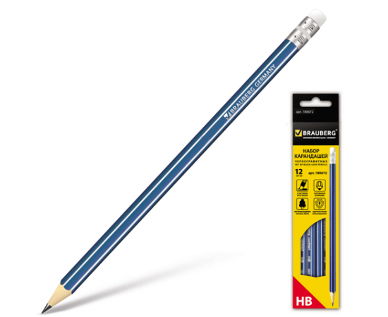 Карандаш  Brauberg с ластиком HB"ZTX"