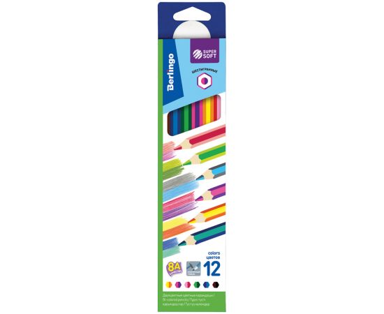 Карандаши с двухцветным грифелем Berlingo "SuperSoft. 2 in 1", 06шт., 12цв., картон., европодвес SS0