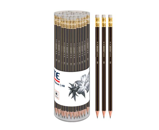 Карандаш простой с ластиком HB deVENTE черно-золотистый корпус/50/1000