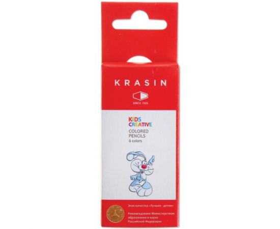 Карандаши 6 цв КРАСИН, 88 мм, картон.коробка