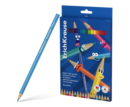 Карандаши цветные 18 цветов пластиковые ErichKrause Color Friends трехгранные