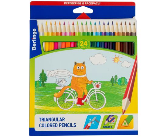 Карандаши 24 цв BERLINGO"Жил-был кот",трехгранные,заточенные