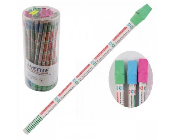 Карандаш  de Vente с ластиком НВ Таблица умножения не заточенный круглый