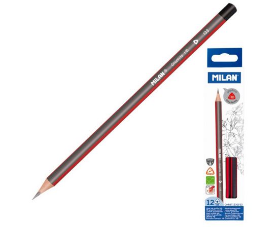 Карандаш  MILAN трехгранный, НВ, заточенный