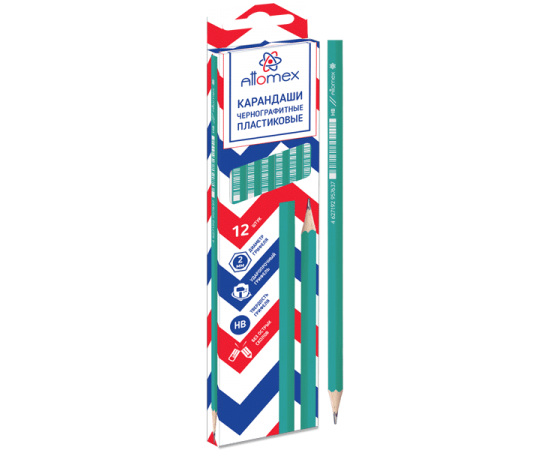 Карандаш простой HB Attomex пластиковый зеленый/12/72