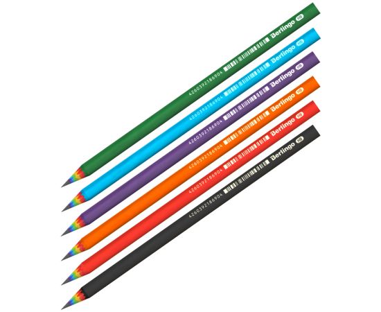 Карандаш ч/г Berlingo "Rainbow" HB, из переработанной бумаги, радужное сечение, круглый, заточен., а