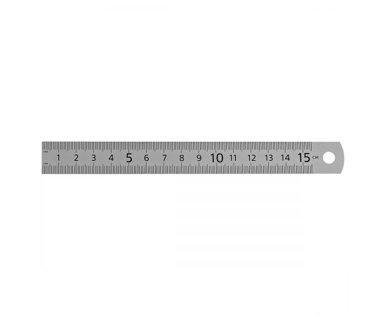 Линейка 15см СТАММ, стальная, ПВХ чехол с европодвесом ЛН-30530