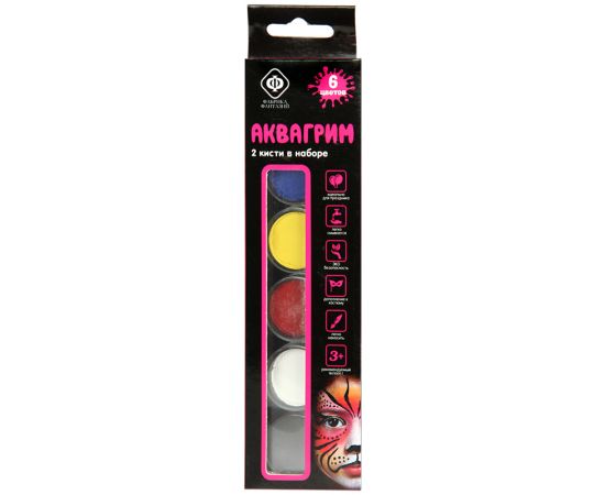 Краски-грим Фабрика фантазий 6 цв., 2 кисти