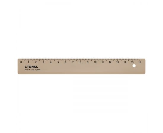 Линейка 16см СТАММ, пластиковая, прозрачная, тонированная коричневая ЛН-31409
