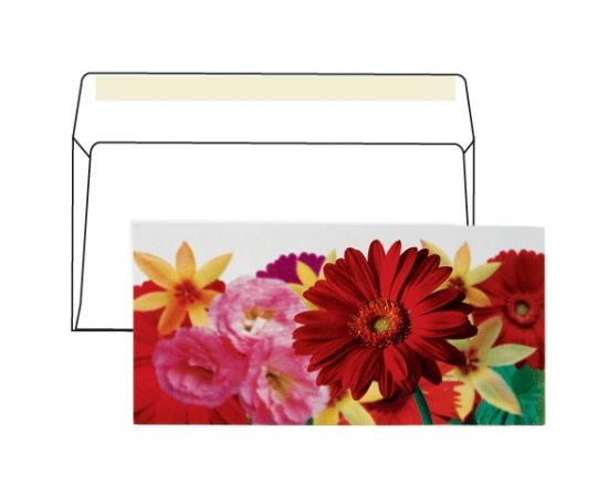 Конверт С65, "Букет", отрывная полоса STRIP,  114х229 мм