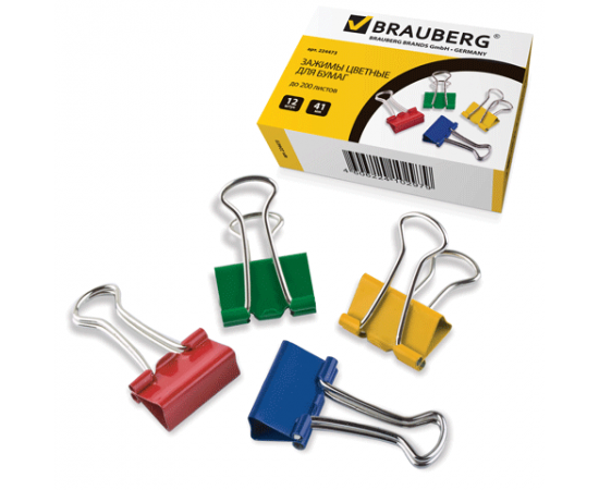 Клип для бумаг 41 мм,цветной,на 200 листов