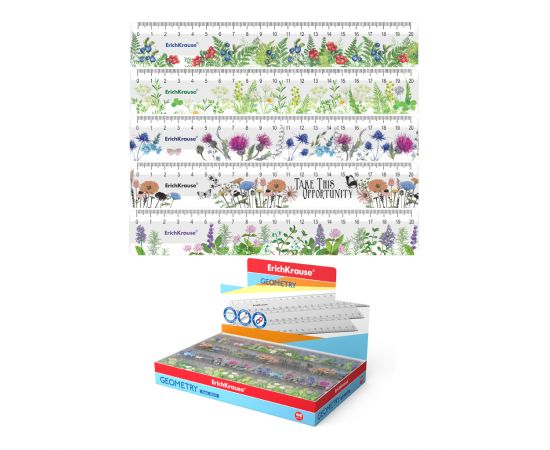 Линейка 20 см пластиковая непрозрачная ErichKrause