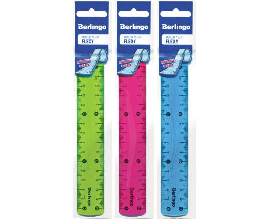 Линейка 15см Berlingo "Flexy", пластиковая, гибкая, ассорти
