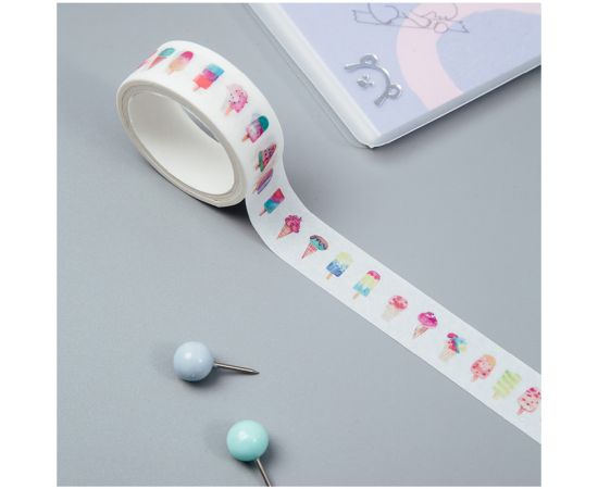Клейкая лента декоративная MESHU "Ice cream", 1,5см*3м MS_36877