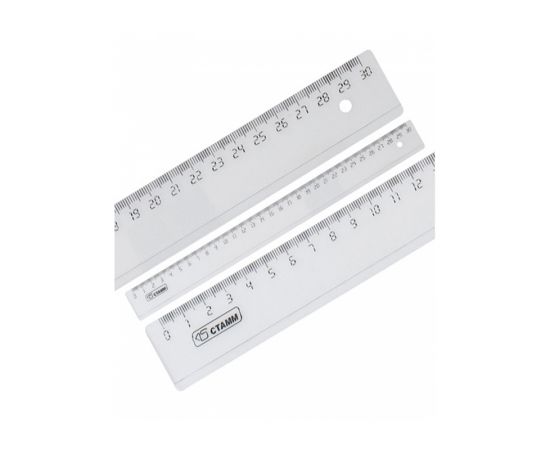 Линейка 30 см, прозрачная СТАММ (Россия)