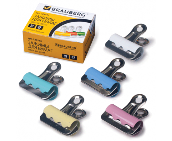 Клип-бульдог для бумаг 32 мм (на 140л),цветной