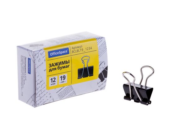 Клипы для бумаг 19 мм, OfficeSpace