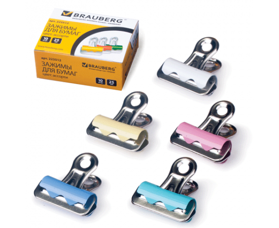 Клип-бульдог для бумаг 25 мм (на 100л), цветной