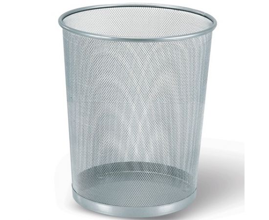Корзина для бумаг BRAUBERG "Germanium", большая, металлическая, 20 л, серебристая