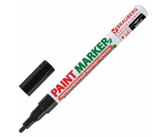 Маркер-краска лаковый (paint marker) 2 мм, ЧЕРНЫЙ, БЕЗ КСИЛОЛА (без запаха), алюминий, BRAUBERG PROF