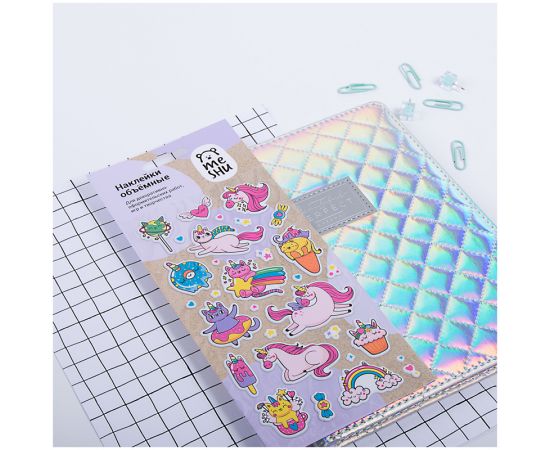 Наклейки объемные MESHU "Unicorns", 10*24см