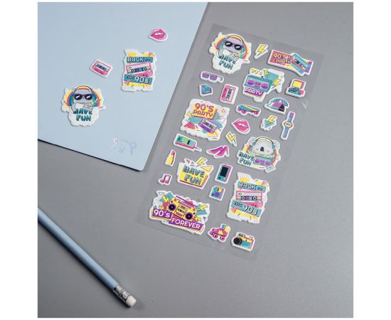 Наклейки объемные MESHU "90 s party", 10*24см