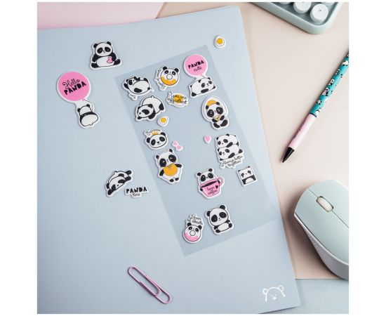 Наклейки объемные MESHU "Hello panda", 10*24см