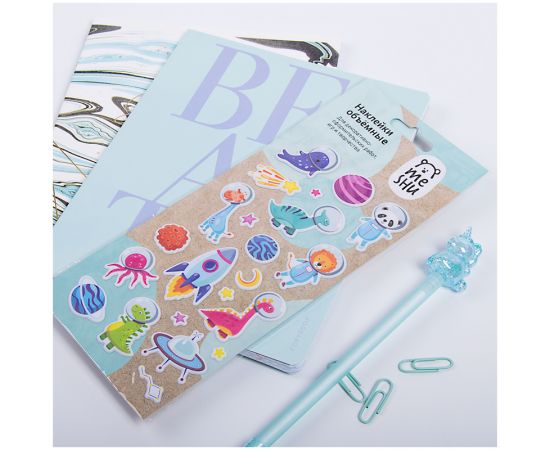 Наклейки объемные MESHU "Space friends", 10*24см