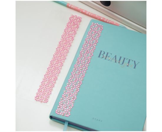 Наклейки акриловые MESHU "Pink line", 25*7,8см, стразы