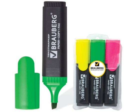 Набор Текст-Маркеров 3 цв.Brauberg "CONTRACT" 1-5мм