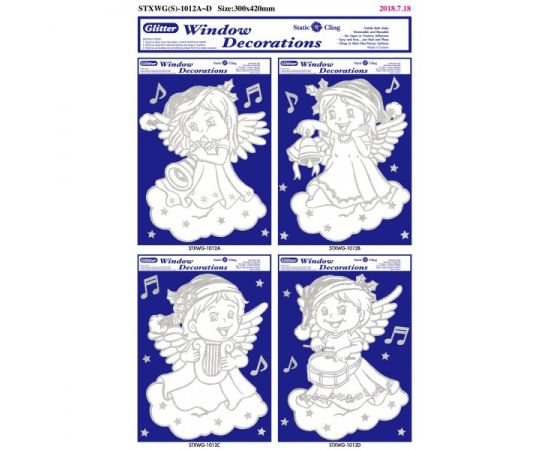 Наклейка новогодняя 30*42, 4вида по 3шт.