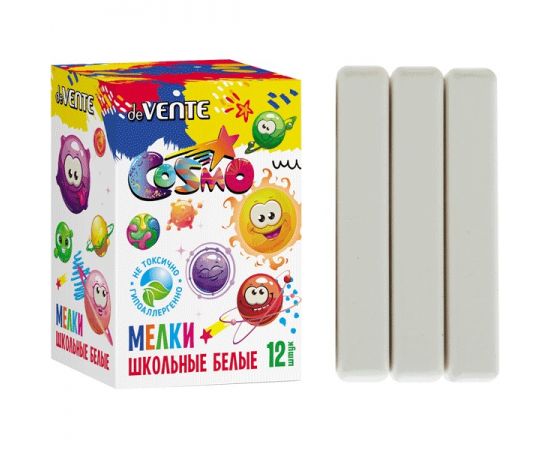 Мел школьный белый 12 шт. квадратный deVENTE Cosmo