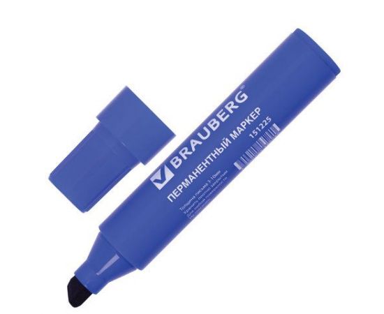 Маркер перманентный скошенный синий 3-10 мм BRAUBERG "Jumbo"/10