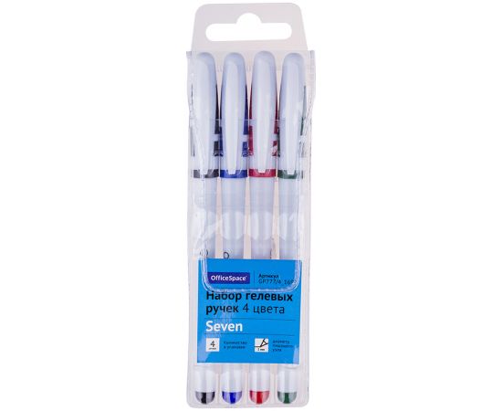 Набор гелевых ручек 4 цв.СПЕЙС,белый корпус