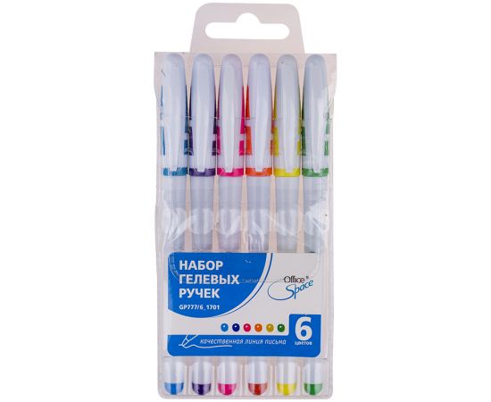 Набор гелевых ручек 6 цв.СПЕЙС,белый корпус